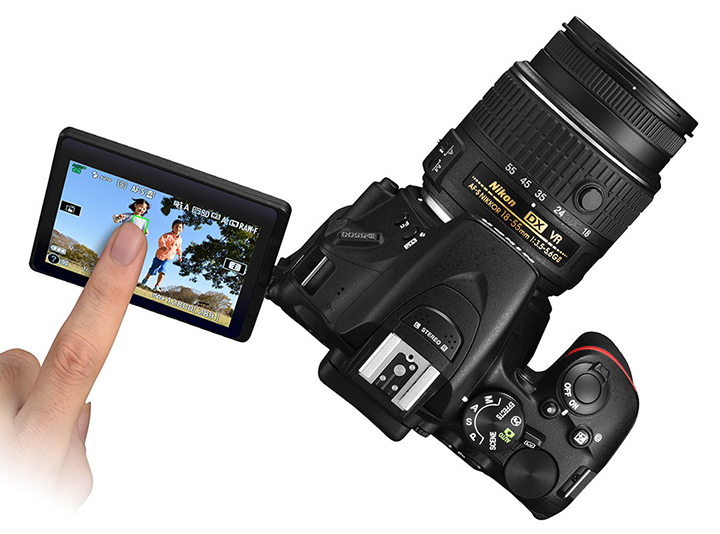 The new Nikon D5500 24 megapixel DSLR features multi-hinge screen and optical viewfinder