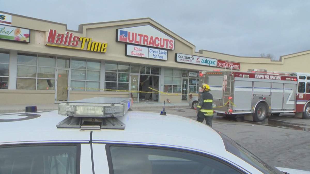 Adebole Shoyoye slammed his vehicle into this Winnipeg Utracuts in April, 2012