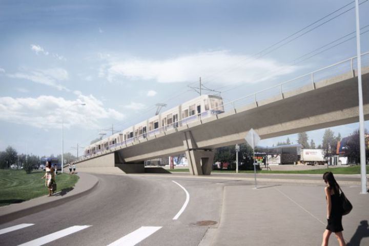 A design of the future Edmonton Southeast LRT line between Mill Woods and Downtown. 