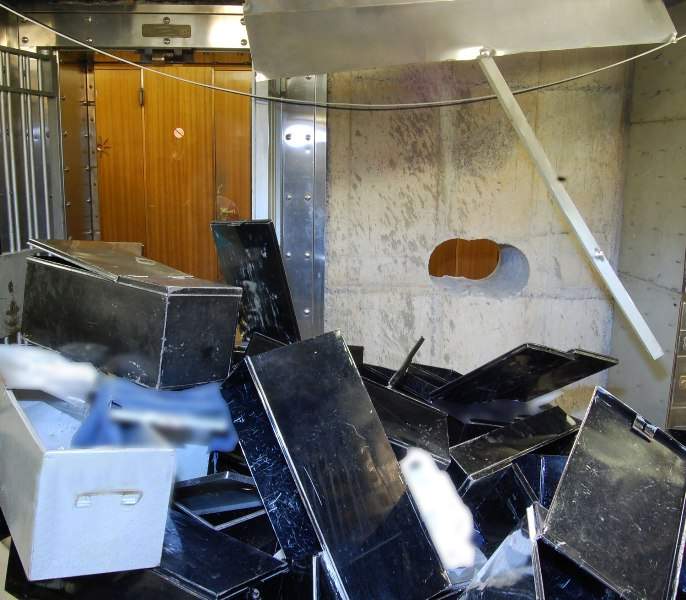 Discarded safety deposit boxes.