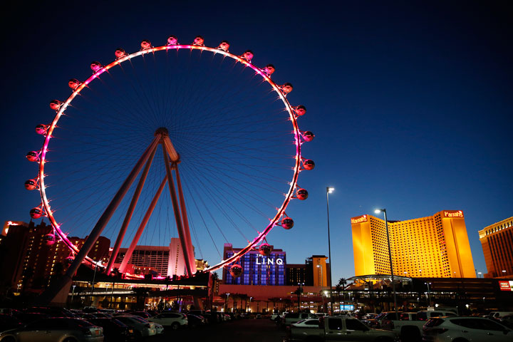 In this April 15, 2015, photo, the High Roller, the world's tallest observation wheel, is seen in Las Vegas. Whether you're coming to Las Vegas for a convention, wedding or just a vacation, casinos are just one option, along with shopping, spas, food, nightlife, festivals and various other adventures.
