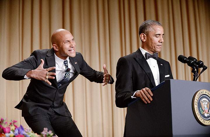 Keegan-Michael Key, left, appears as Barack Obama’s “anger translator” Luther.