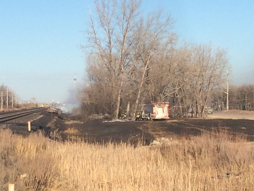 Fire crews were kept busy with a grass fire near the west perimeter Monday evening.