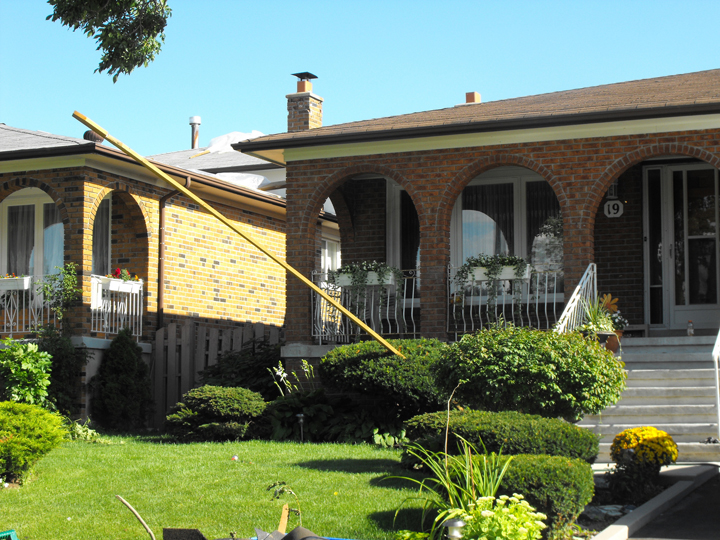 Damage after EF2 tornado tears through Woodbridge, Ontario, in 2009.