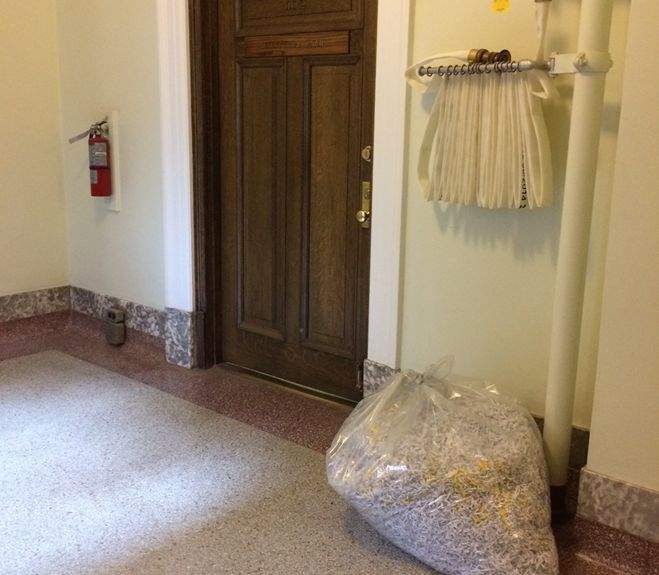 Shredded documents in the Alberta legislature, May 13, 2015.