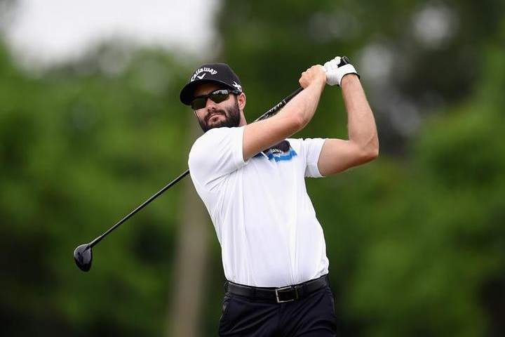 Adam Hadwin of Canada tees off on the eighth hole during round two of the Zurich Classic of New Orleans at TPC Louisiana on April 24, 2015 in Avondale, Louisiana.