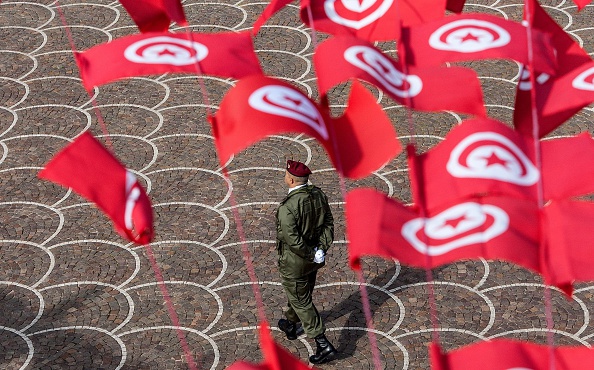 A member of Tunisian security forces is seen at the Carthage Palace during the Independence Day celebrations marking the 58th anniversary of the independence in Tunis, Tunisia on March 20, 2015.