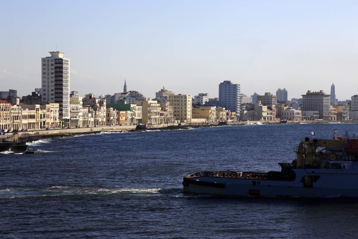 Cityscape of Havana and waterway.