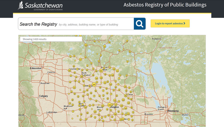 The Saskatchewan government has launched its online asbestos registry.