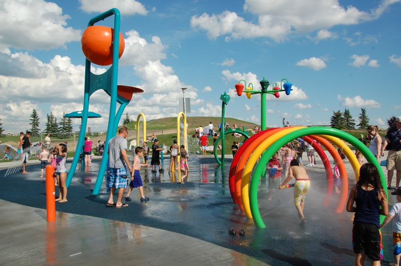 Edmonton's Castle Downs spray park, located at 11520 – 153 Avenue.