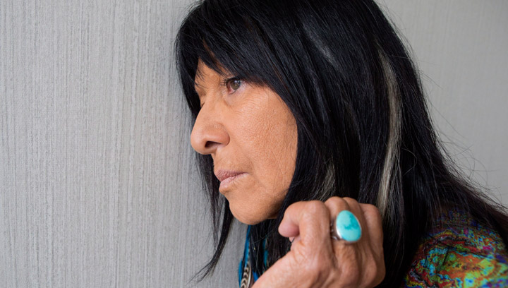 Canadian singer Buffy Saint-Marie is photographed in a Toronto hotel as she promotes her new album "Power in the Blood'," on Tuesday May 5 2015. Saint-Marie laughs off her 'icon' status.