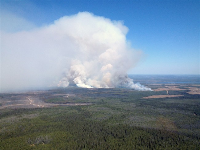 The Little Bobtail Lake wildfire, southwest of Prince George, B.C., is shown on Wednesday, May 20, 2015.