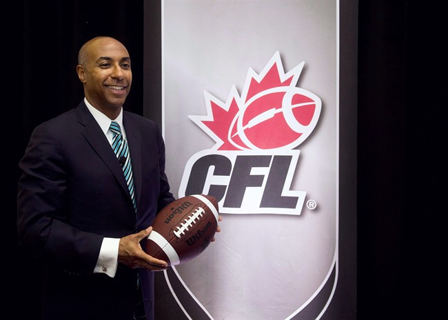 CFL Commissioner Jeffrey Orridge poses for a photograph after a press conference in Toronto on March 17, 2014.