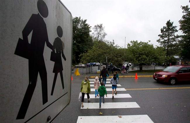 A crosswalk outside Sherwood Park Elementary in North Vancouver, Monday, Sept. 22, 2014.