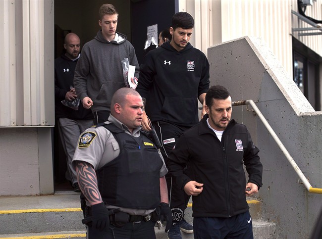 Darren Smalley, Craig Stoner, Joshua Finbow and Simon Radford are due back in court today in the case of an alleged group sexual assault on a woman while at CFB Shearwater in April.