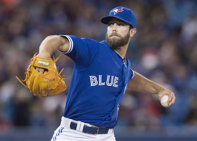 Toronto Blue Jays starting pitcher Daniel Norris works against the Atlanta Braves during first inning interleague baseball action in Toronto on April 19, 2015.