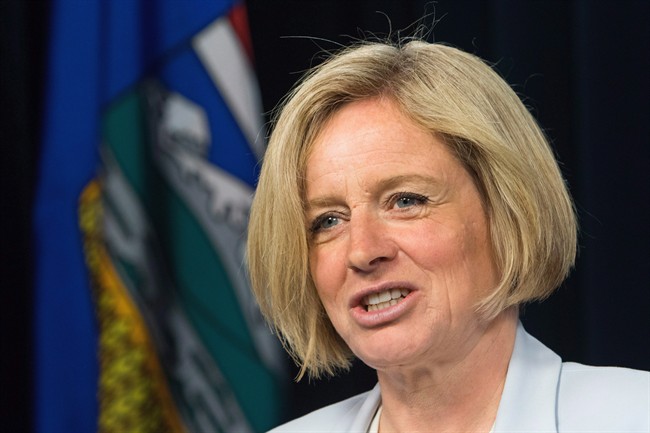 Rachel Notley speaks to the media in May of 2015.