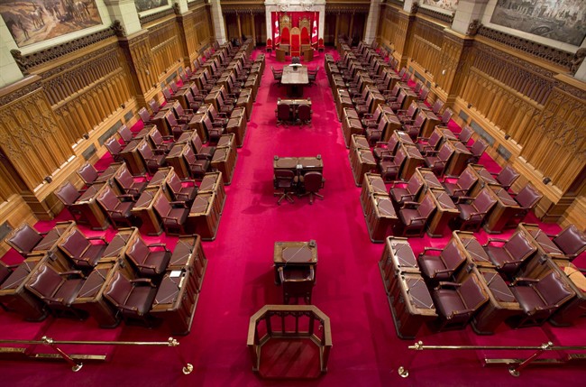 The Senate chamber on Parliament Hill is seen May 28, 2013 in Ottawa.