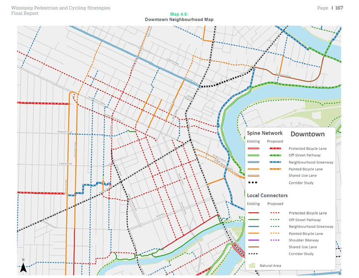 Winnipeg cycling map downtown