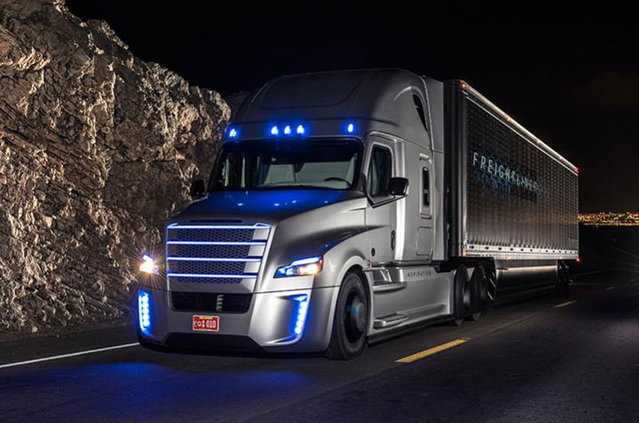Daimler Trucks North America showed off a self-driving big rig on the road atop Hoover Dam Tuesday night. But the company says the autonomous truck needs more testing before it is ready to hit the highway.