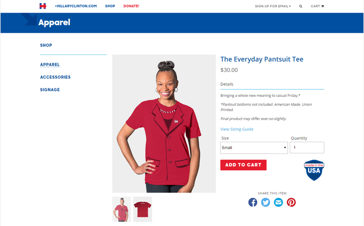 Hillary Clinton launched her web store on Tuesday