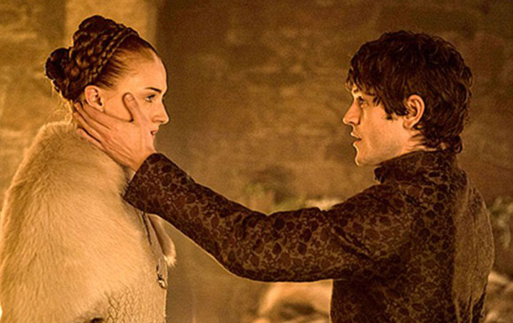 Actors Sophie Turner and Iwan Rheon, pictured in a scene from 'Game of Thrones.'.