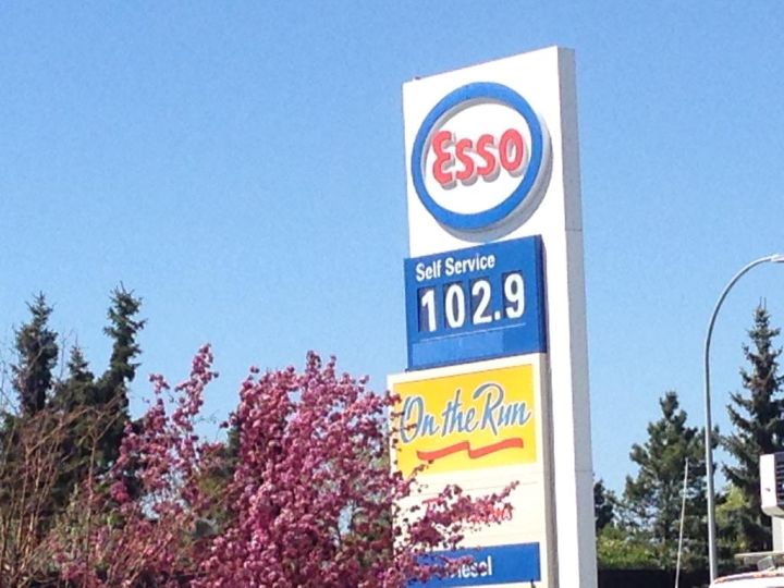 The price of gas spiked to 102.9 in Edmonton Wednesday, May 20, 2015. 