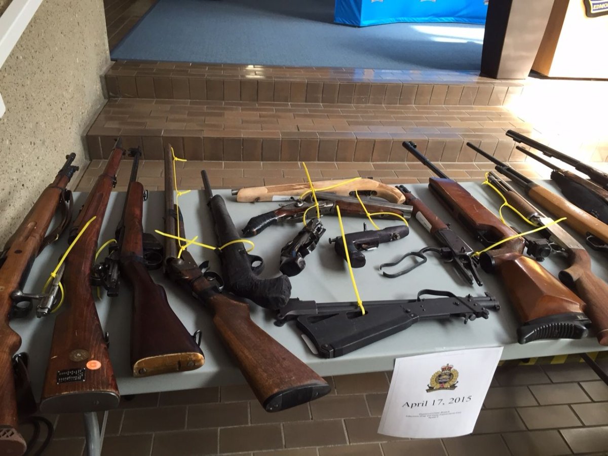 Firearms seized from Edmonton Police .