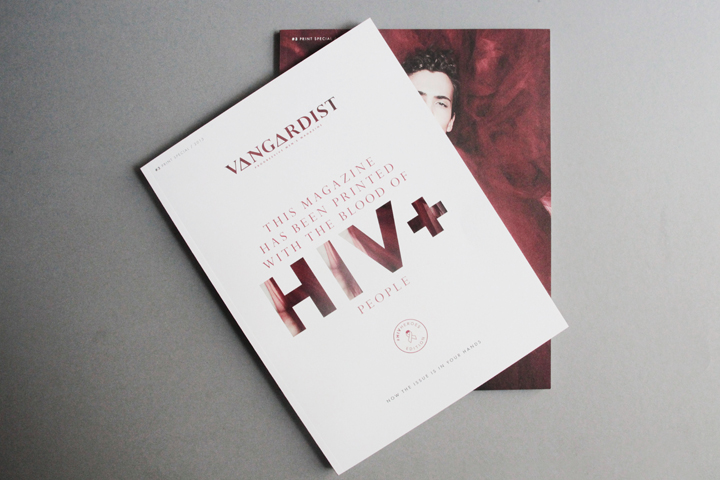 The cover of the Vangardist's HIV positive blood issue