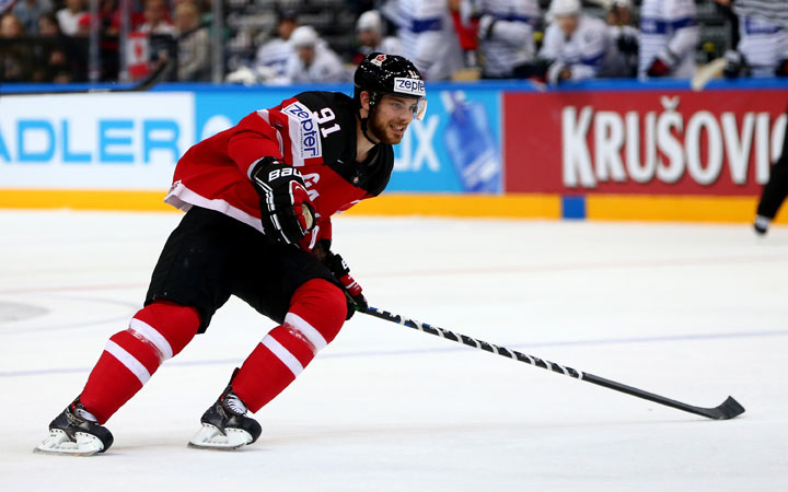 Tyler Seguin of Canada skates against France during the IIHF World Championship group A match between France and Canada  on May 9, 2015 in Prague, Czech Republic.  
