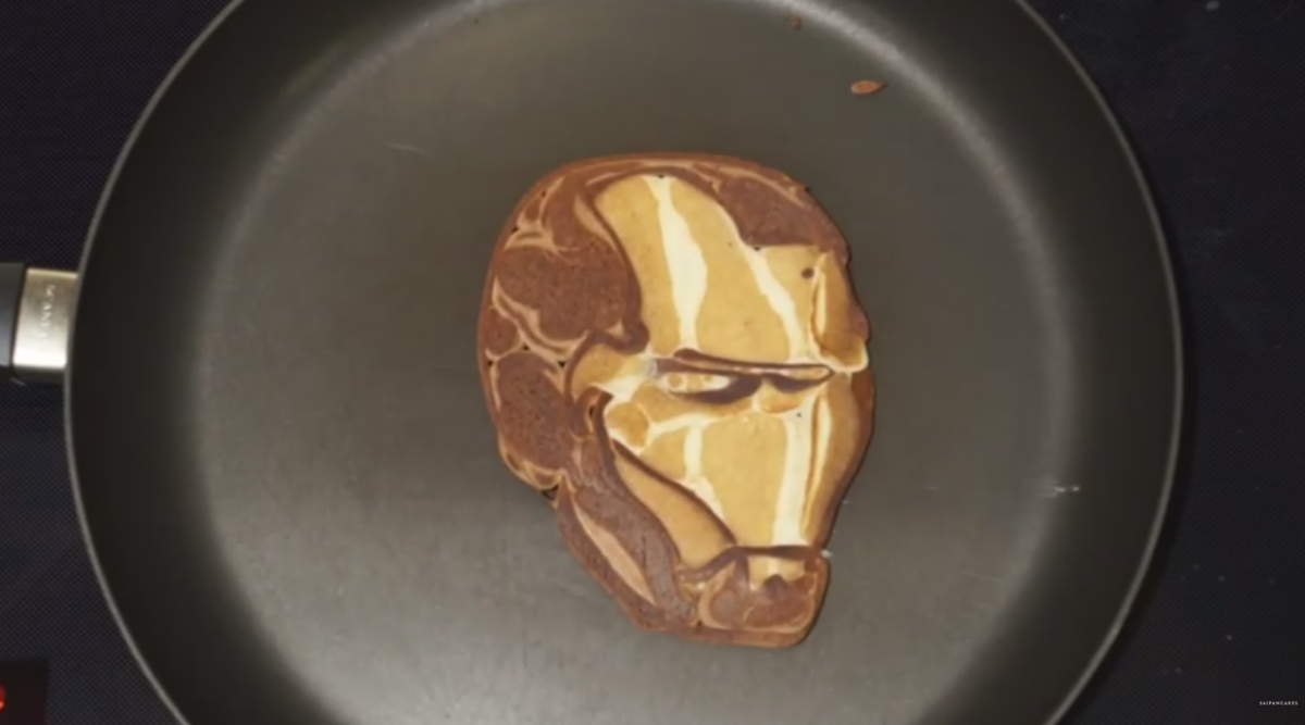 His Ironman pancake creation.