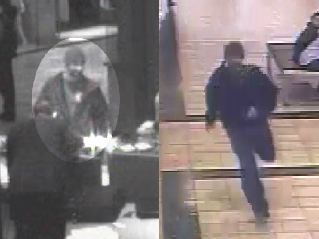 Police released these photos of a suspect who stole two pieces of jewelry from a store in Dartmouth on March 29, 2015.