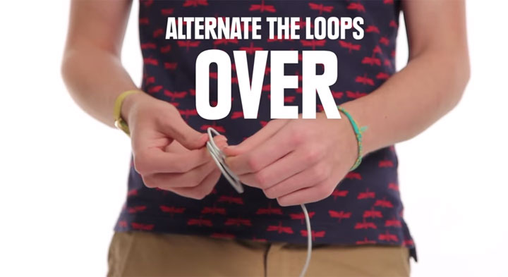 Want to avoid a messy pile of tangled charging cables in your drawer? Try alternating the loops over and under to avoid knots.