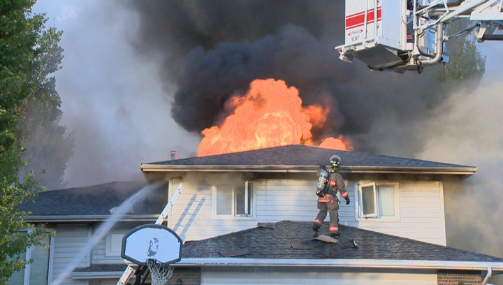 Saskatoon firefighters battled two house fires and a garage blaze on Sunday.
