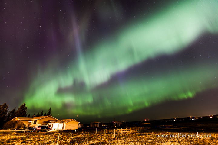 Matt Melnyk captured the aurora around 2 a.m. on May 13 from Sage Hill in Calgary, Alberta.
