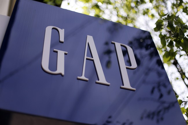 This photo taken on May 14, 2014, shows signage outside a Gap store in the Shadyside section of Pittsburgh. 