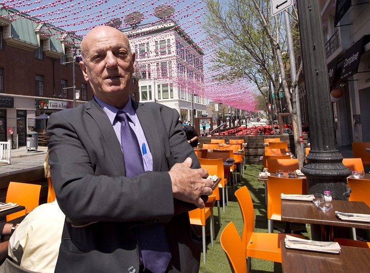 Restaurant and bar owner Peter Sergakis says business will drop 10-15 per cent if the proposed tobacco law changes proceed, Wednesday, May 6, 2015 in Montreal.