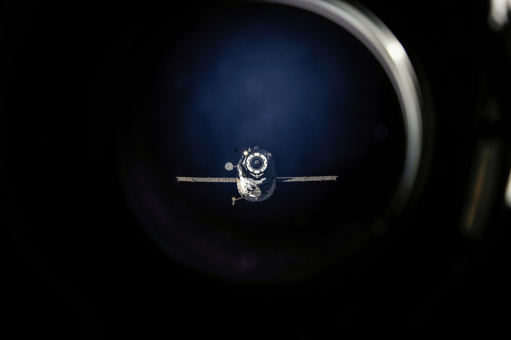 A Russian Progress  resupply ship undocks from the International Space Station in 2013.