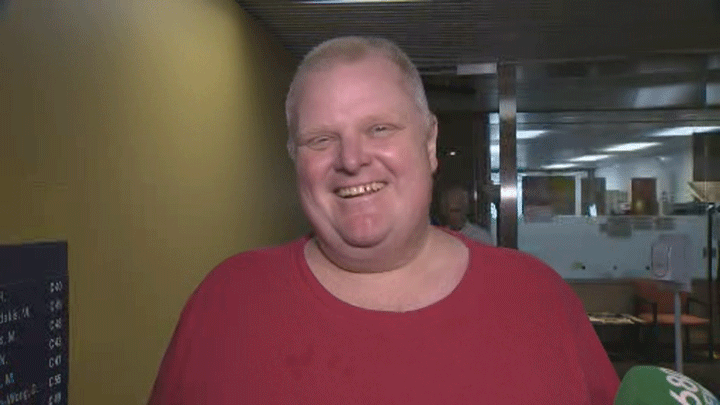 Rob Ford made a stop at city hall on May 26, 2015, after being released from hospital following surgery.
