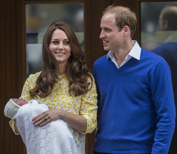 Prince William and Catherine Duchess of Cambridge with the new baby Royal baby girl born at the Lindo Wing at St Mary’s Hospital, London, Britain.