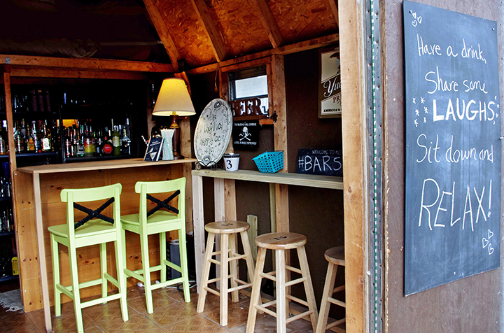 This undated photo provided by courtesy of Morgaine Ford-Workman shows the bar shed she and her husband created in the backyard of their house in Morrisville, Penn.