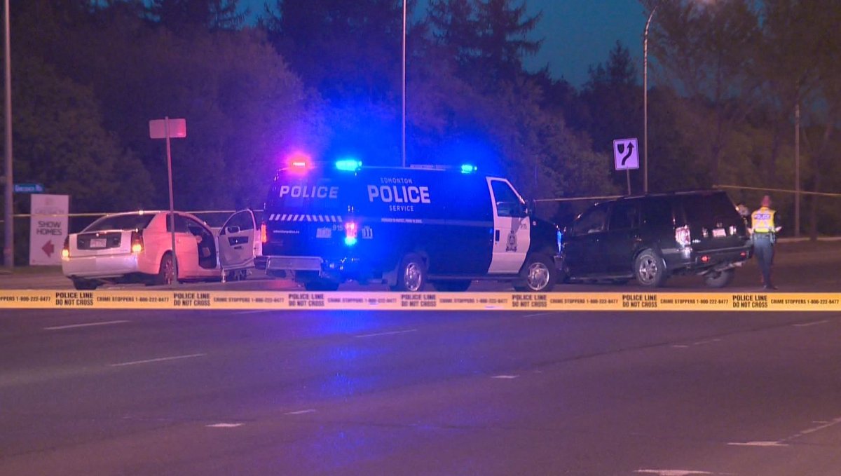 97 Street was shut down for several hours between 144 and 153 Avenue while Edmonton Police investigated a collision and possible shooting. May 21, 2015.