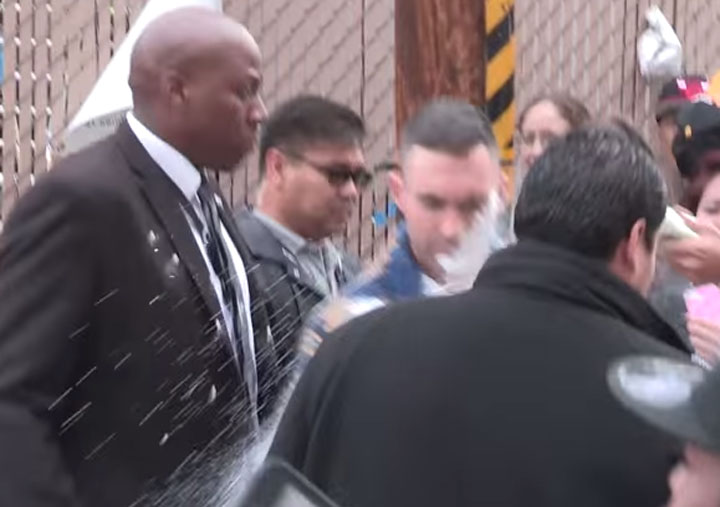 WATCH: Adam Levine hit by sugar bomb outside ‘Jimmy Kimmel Live’ - image