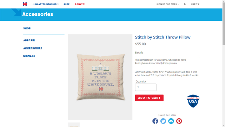 Hillary Clinton launched her web store on Tuesday