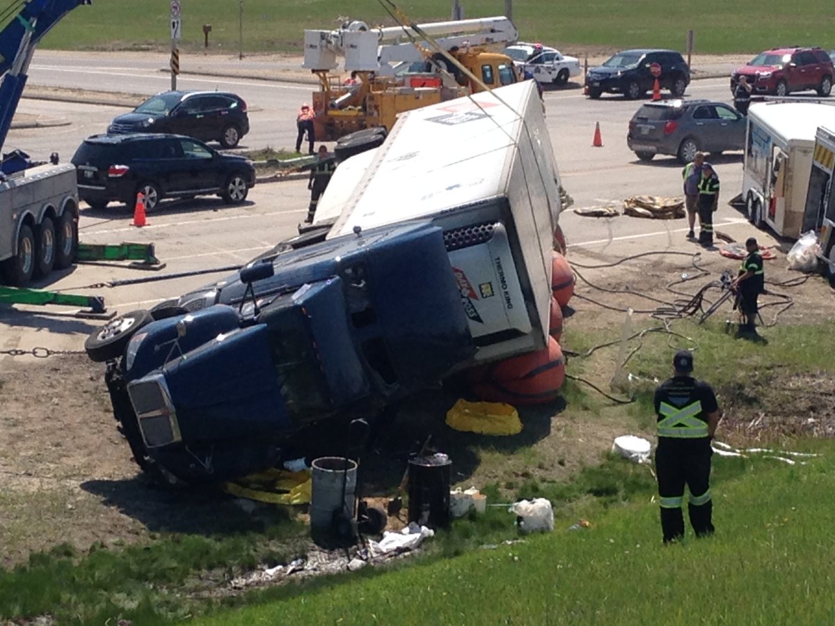 Semi Rollover causes traffic delay on Lagimodiere Boulevard - Winnipeg ...