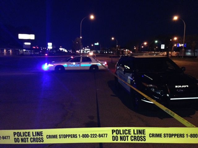 Edmonton police investigating near the Aurora Motel just off 111 Avenue and 151 Street, where a man was found with critical injuries. May 20, 2015.
