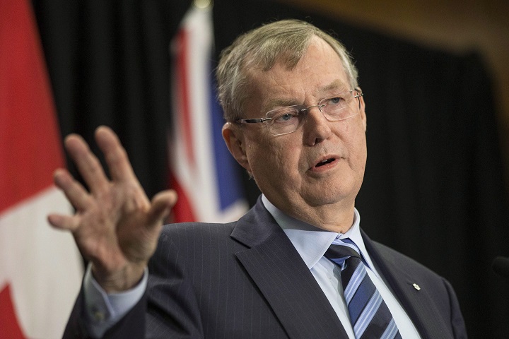 Ed Clark delivers the findings of the Premier's Advisory Council on Government Assets in Toronto on Thursday, April 16, 2015. THE CANADIAN PRESS/Chris Young.