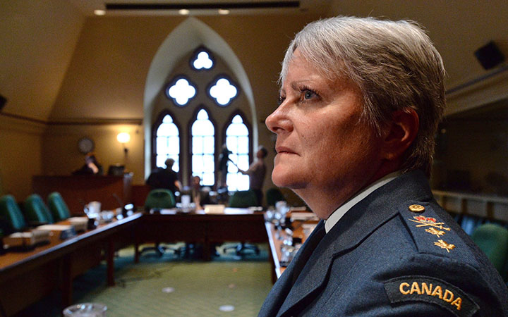 Maj.-Gen Christine Whitecross attends a committee on the external review into sexual misconduct and sexual harassment in the Canadian Armed Forces, in Ottawa on Monday, May 25, 2015.