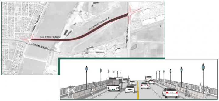 Proposed location of possible new bridge