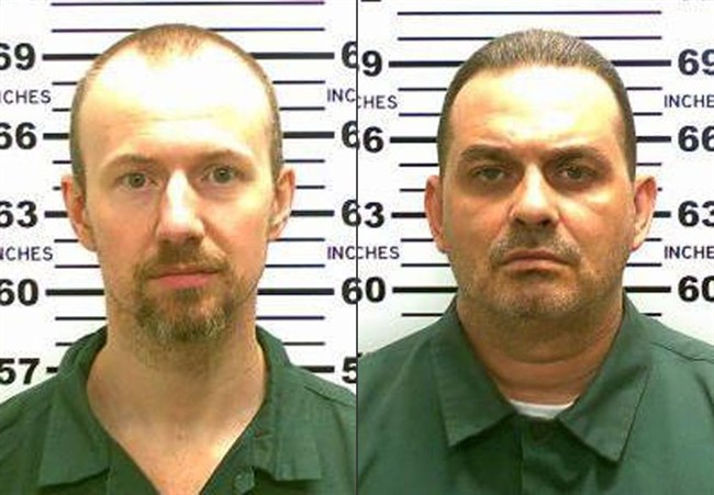 This combination made from photos released by the New York State Police shows inmates David Sweat, left, and Richard Matt.